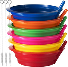 Cereal Bowls with Straws for Kids - Set of 6 - 20-Ounce Bowls Bpa-Free Plas...