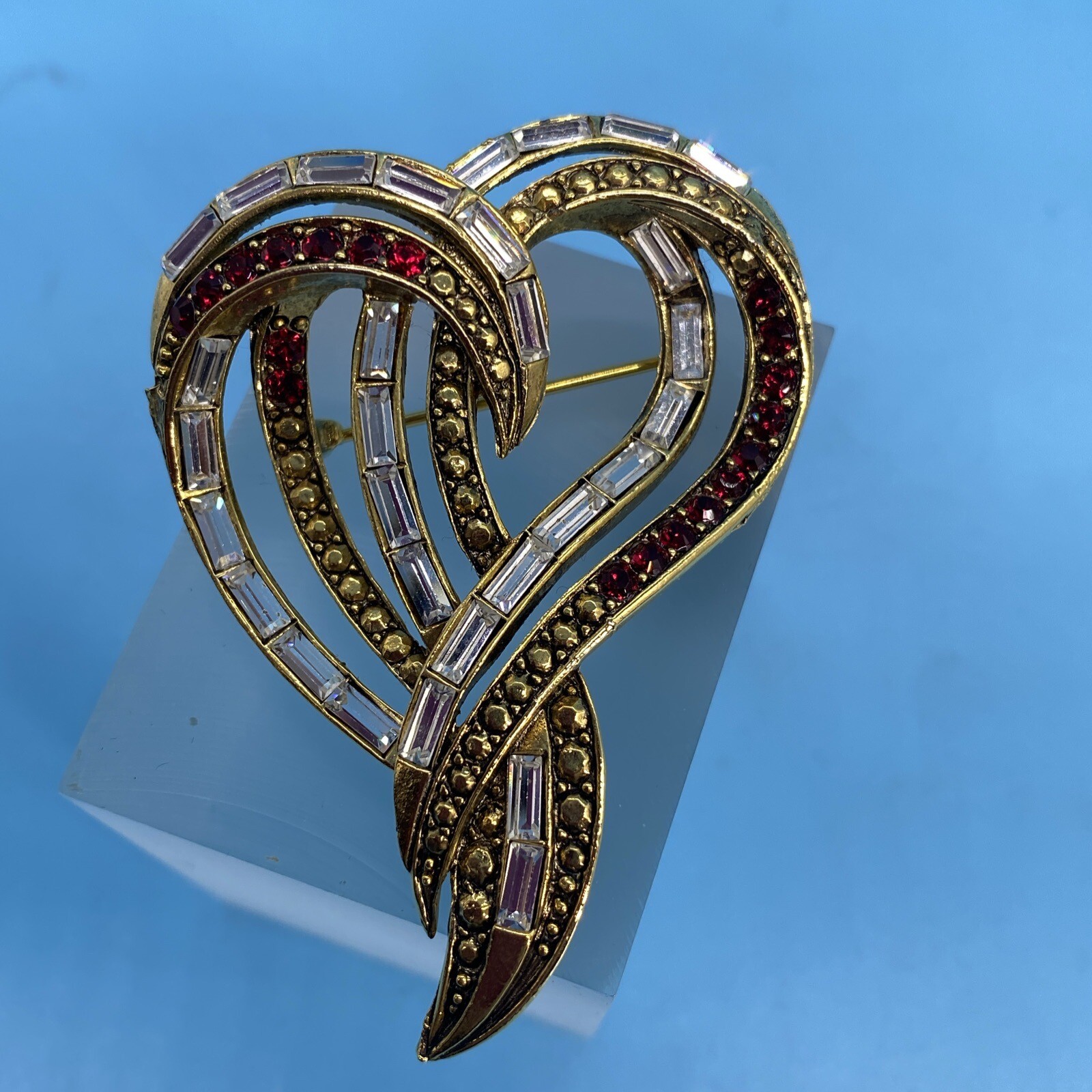 Weiss Signed/Round Ruby Red & Clear Baguette Ston… - image 12