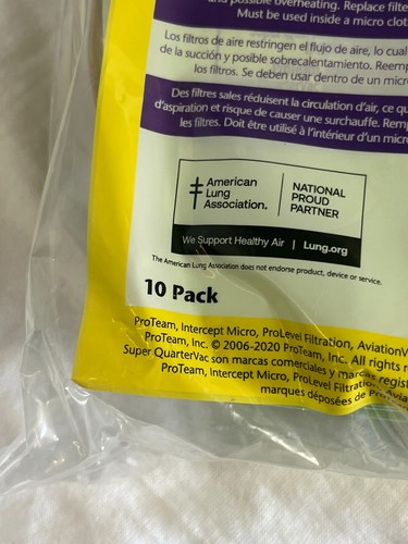 Paquete de 10 bolsas aspiradoras genuinas ProTeam parte 100431 nuevas envíos gratuitos - Imagen 3 de 4
