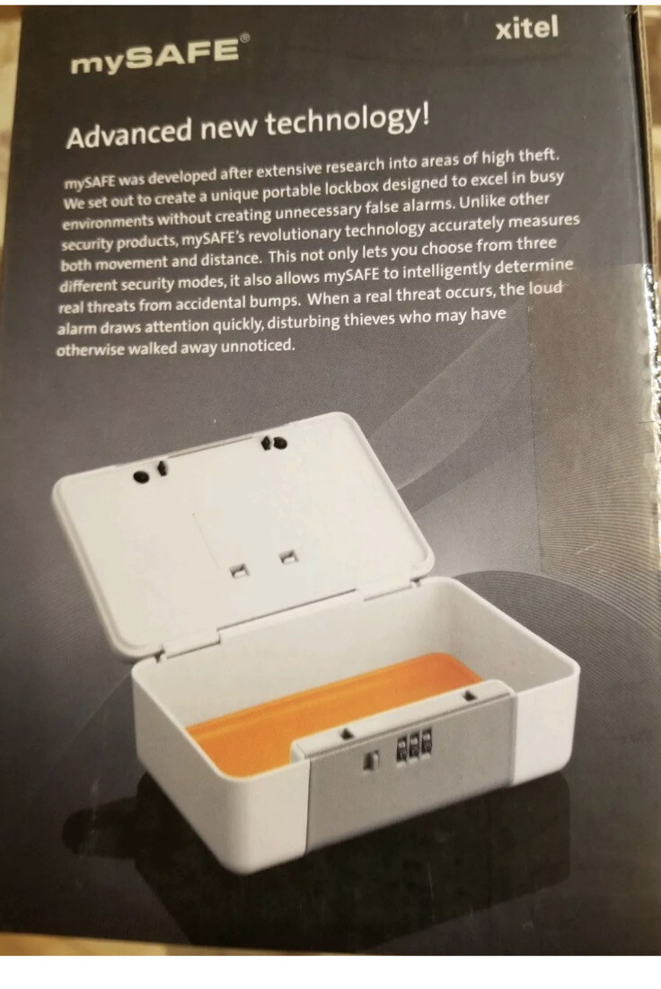 XITEL MYSAFE PORTABLE SMARTSAFE LOCKBOX WITH ADVANCED MOTION ALARM