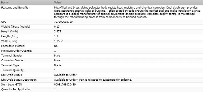 Oil Pressure Switch STANDARD for 1973-1980 CHEVROLET MALIBU - Image 3 of 4