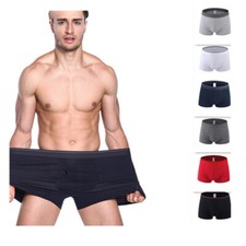 6Pcs Men's Plain Boxer Shorts 100 Cotton Underwear Knit Solid Assorted Color