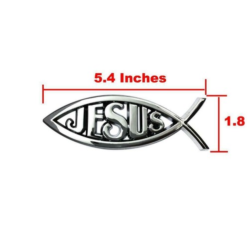 3D JESUS Text Logo Christian Fish Symbol TRUCK Chrome Car Emblem 5in Rear Trunk - Picture 4 of 4