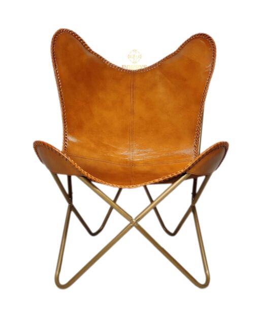 Piel Marrón Cuarto de Estar Relajante Mariposa Chair-Genuine Silla PL2-297
