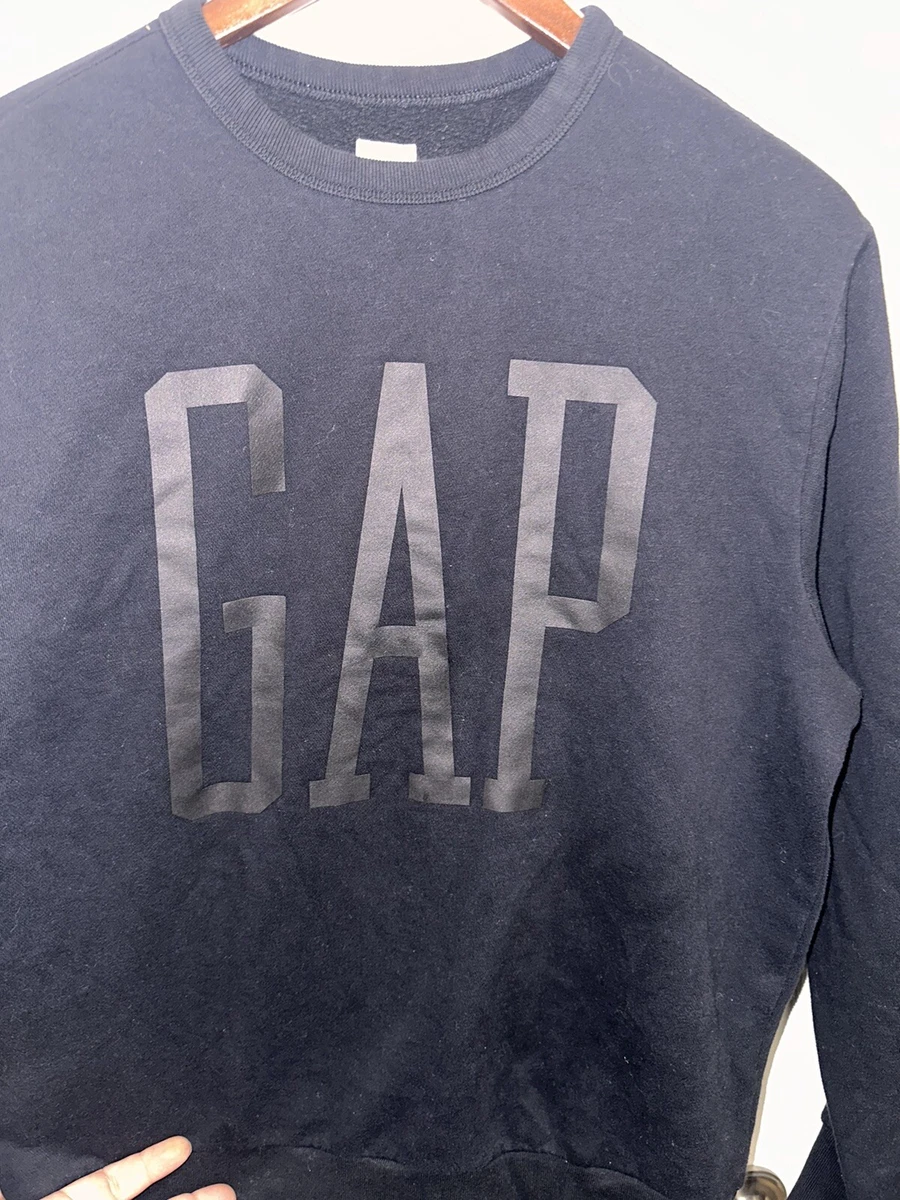 GAP Knit Crewneck Pullover Sweatshirt Sweater Black Gap Logo Mens