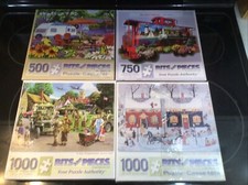 Bits Pieces puzzles 500/750/1000 Piece Lot Of 4, Estate Hundreds Available