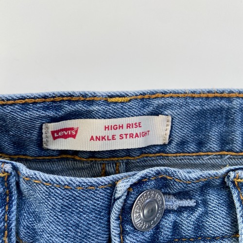 Levis Jeans Girls 12 Youth Blue Denim High Rise Ankle Straight Distressed Jeans - Picture 5 of 9