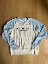 L L Bean Outfitters Signature Crewneck White Blue EUC Stitched Medium M