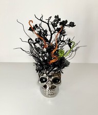 CHROME SKULL HALLOWEEN GRAVEYARD CENTERPIECE PARTY DECORATION ARRANGEMENT NEW