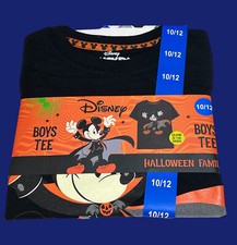 NEW Disney Mickey Mouse Boy's Black Halloween T-shirt SZ10-12 Glow In The Dark