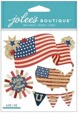 American Flag, patriotic, 3D scrapbook sticker - Jolees 50-21966