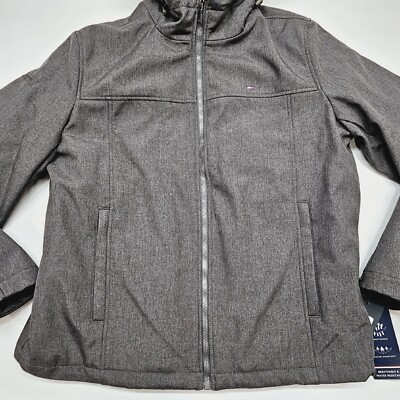 TOMMY HILFIGER Mens Large Sherpa Lined Jacket with Hoodie Black