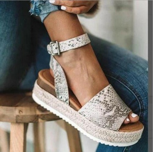 Women Flat Platform Peep Toe Sandals Espadrilles Summer Ankle Strap Pumps Shoes - Picture 10 of 19