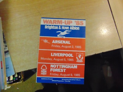 Friendly 1985/6 Brighton v Arsenal Liverpool Nottingham Forest