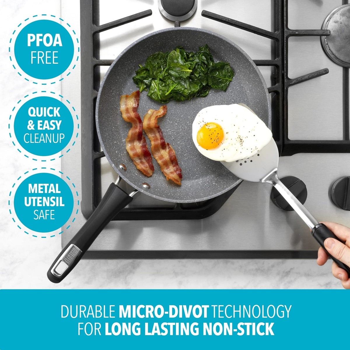 Bialetti 10-Piece Impact Textured Pots and Pans Kitchen Cookware