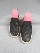 SARTOS womens 7.5 Shoes Slip Ons Black Leather Uppers