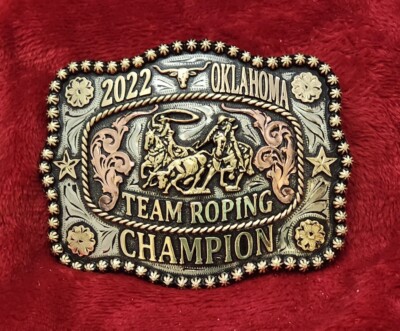 Team Roping CHAMPION TROPHY BUCKLE PROFESSIONAL RODEO☆OKLAHOMA☆2022 ...