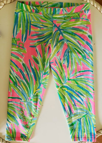 Lilly Pulitzer Girls' Legging Bundle Tiki Pink Palm + Blue Multi 12 14Y (02067B - Picture 3 of 8