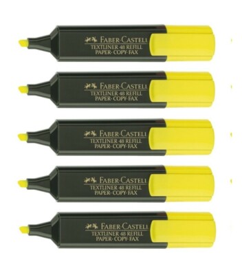 5 x Faber-Castell Textliner 48 Refill Textmarker 1 - 5 mm Marker, gelb