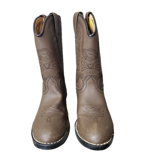 Durango Childs Size 10.5 D Brown Cowboy Boots BT804 Eagle Design Round Toe Tan - Picture 5 of 10