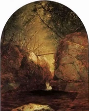 Ｏｉｌ　ｐａｉｎｔｉｎｇ john frederick kensett - bash bish falls landscape with bridge art