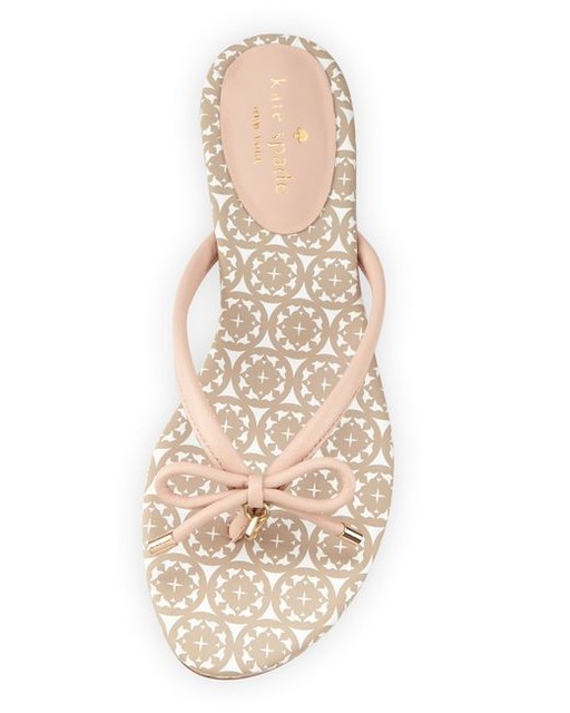 Kate Spade Mystic Bow Flip Flops Thong Sandals size 8.5 Pale Pink and White | eBay