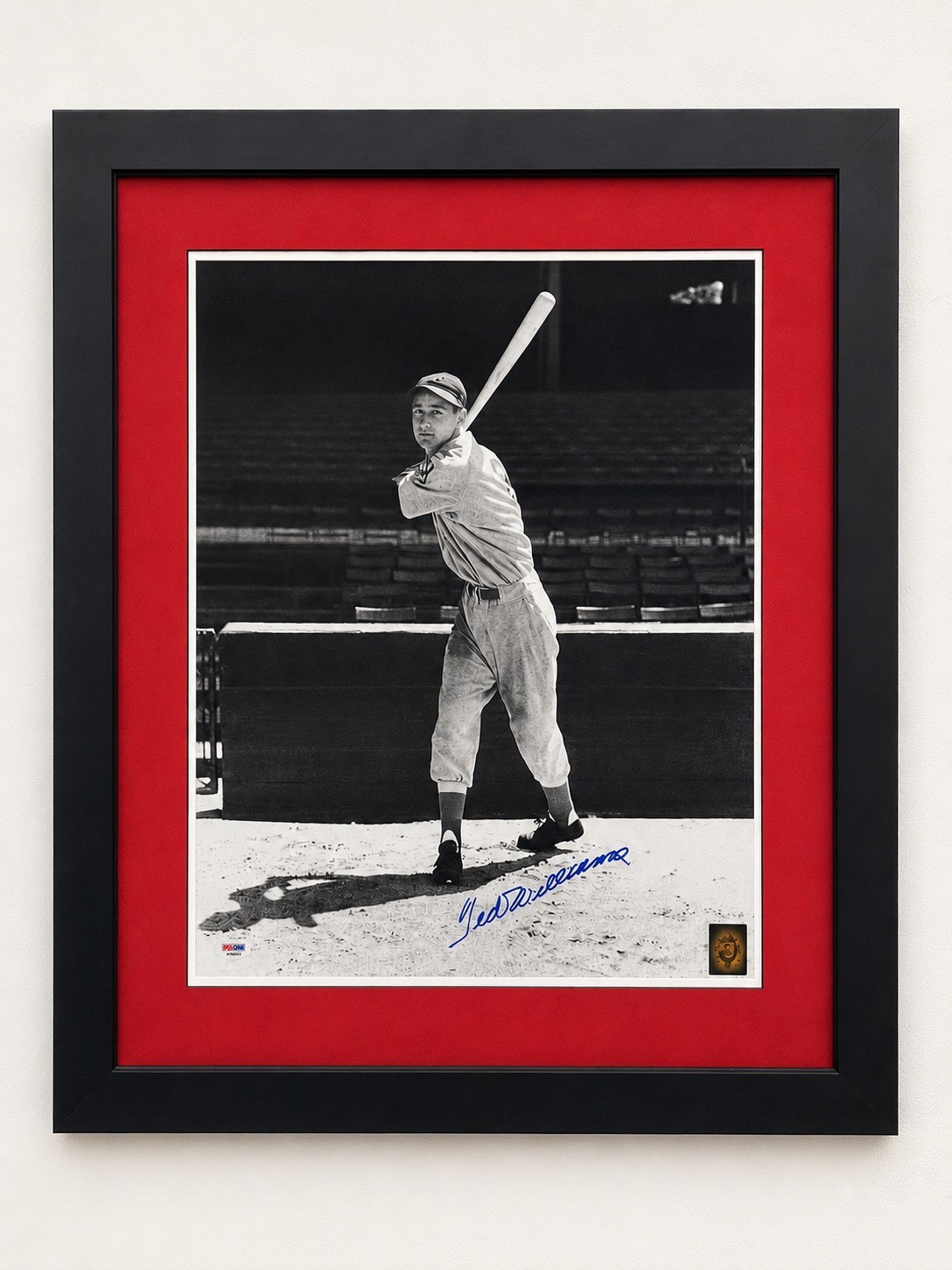 Ted Williams Autographed 16x20 Framed Photo – PSA/DNA & Green Diamond Hologram