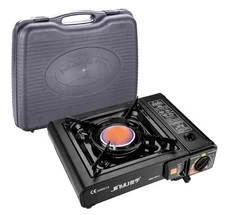 Camping Stove Propane Butane Portable Cooking Burner /w Case and 4 Cartridges!