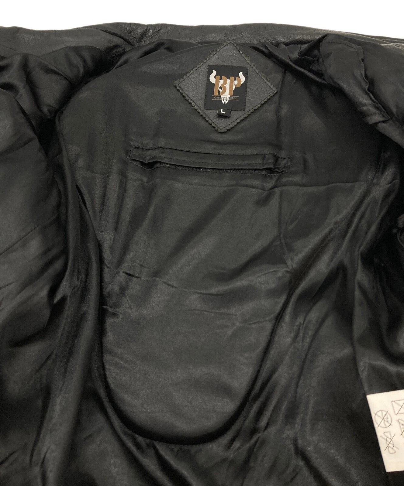 BP Buffalo Leather Riders Jacket Men's Size L Black - product detail image 6