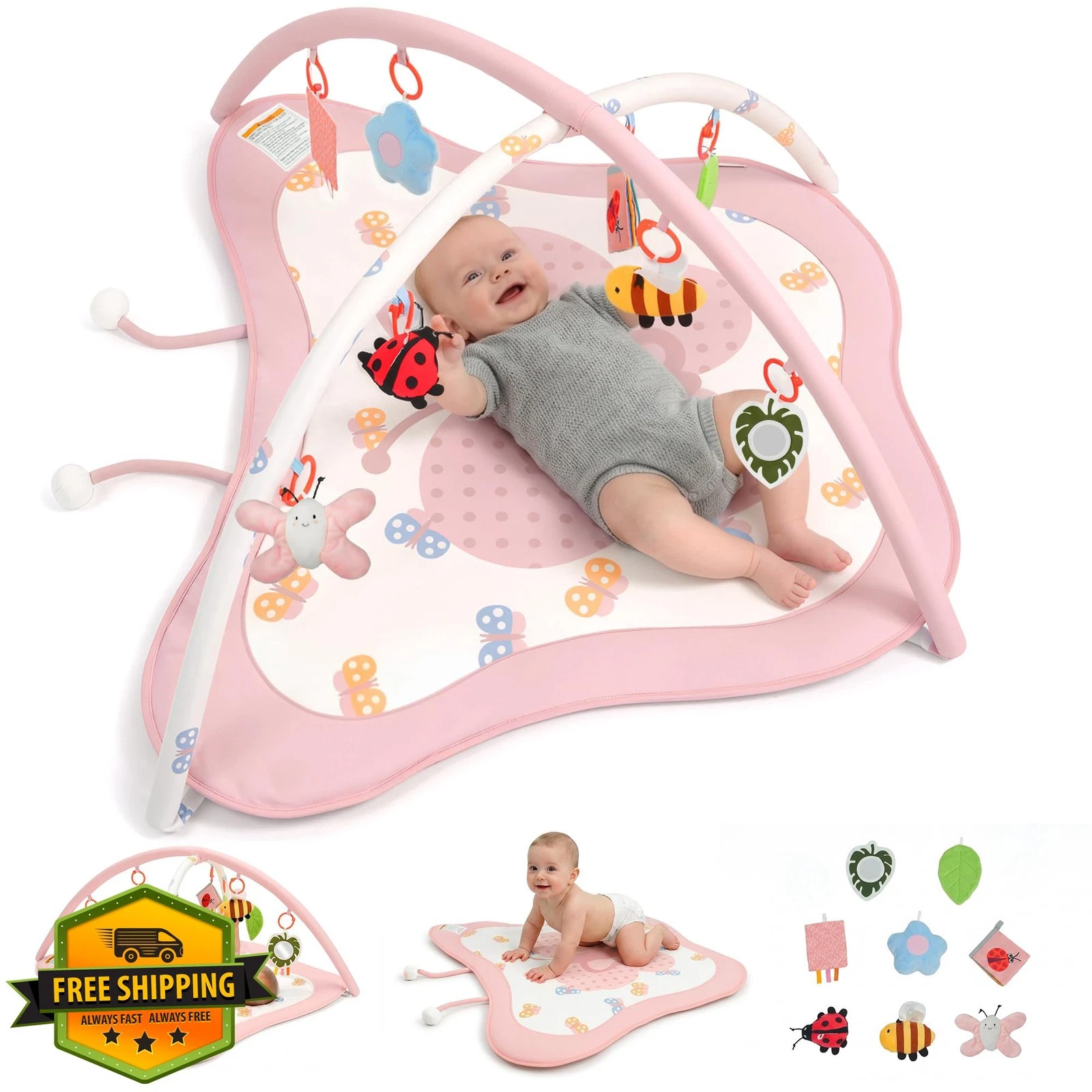 Pamo babe Pink Baby Play Gym Mat