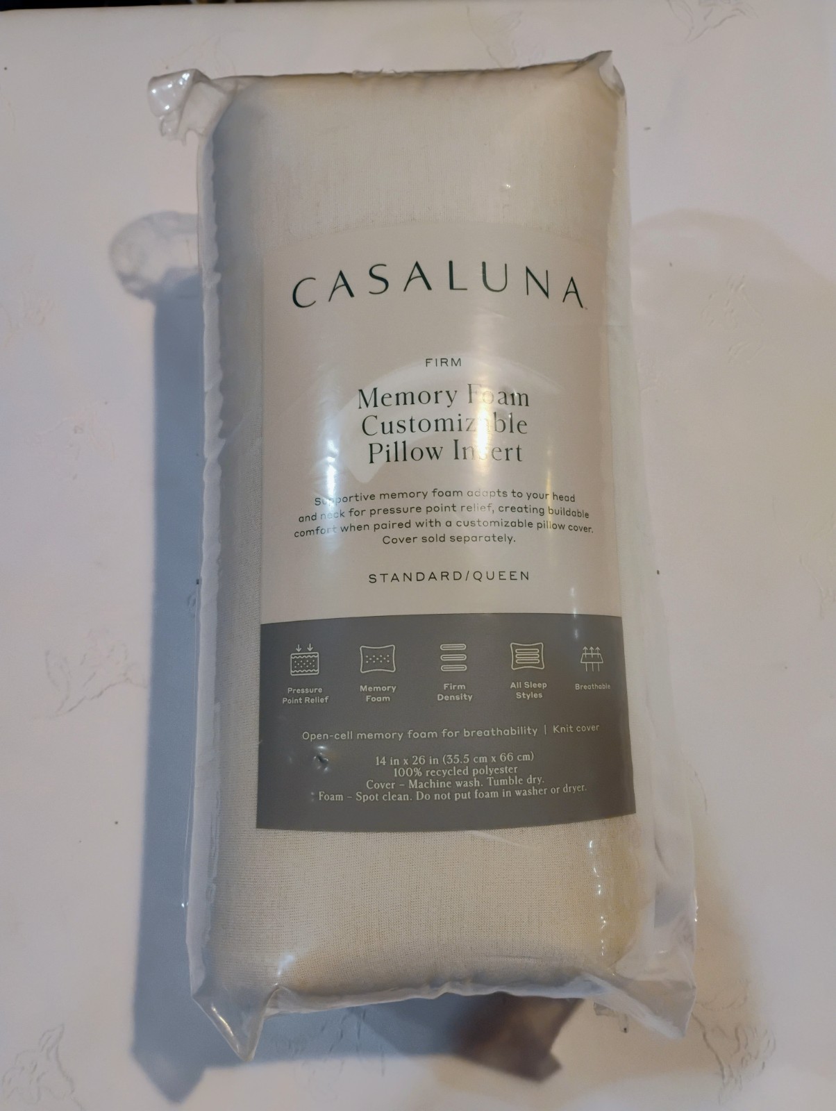 Casaluna Firm Memory Foam Customizable Pillow Insert Standar