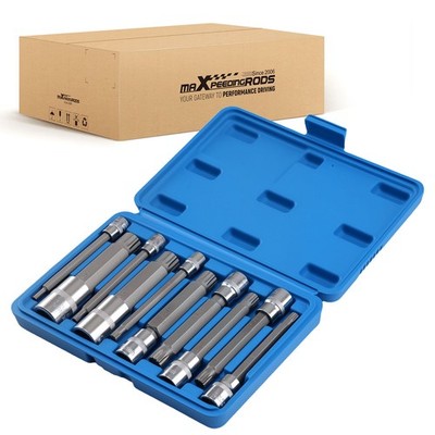 10 Piece Metric Spline Socket M4 M5 M6 M8 M10 M12 M14 M16 M18 S2 Steel 4''
