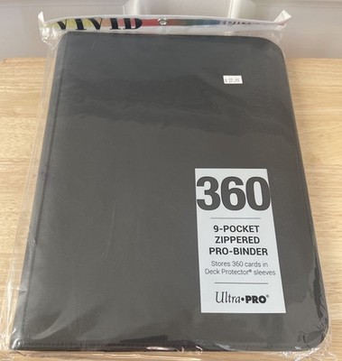 Ultra PRO Vivid 9-Pocket Zippered Binder Black Holds 360 Trading Gaming Cards