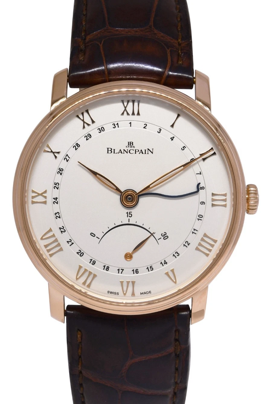 Blancpain — Blancpain Villeret Ultra Slim Rose Gold Retrograde Watch +Card 6653Q-3642-55B