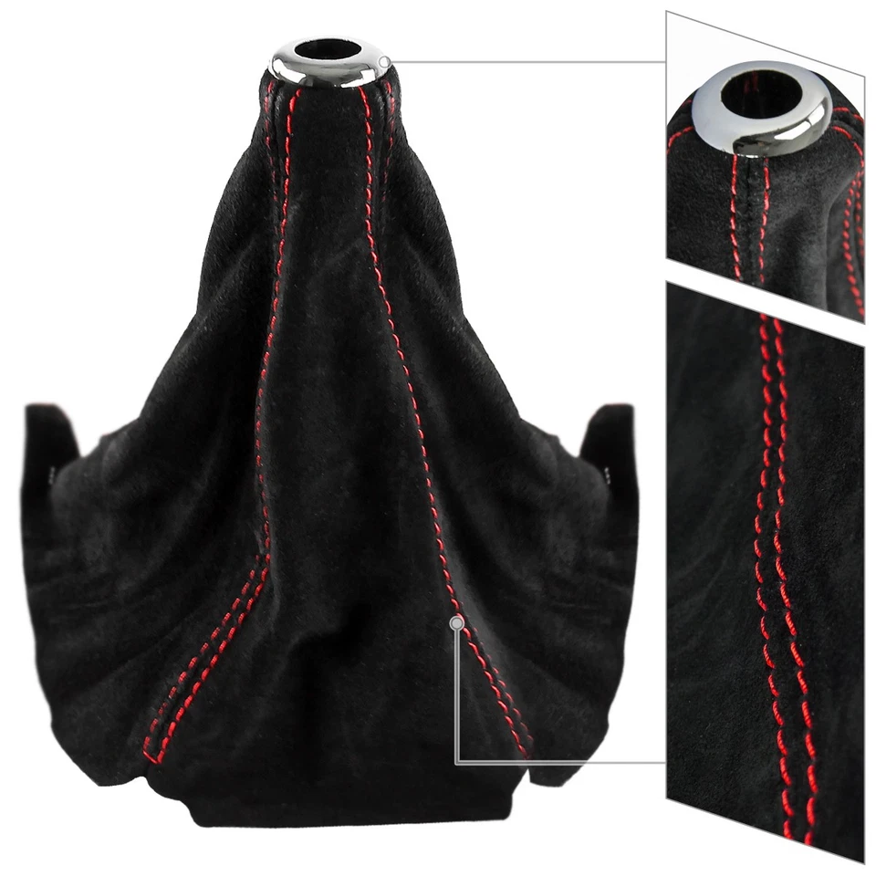 Manual Trans Fits 1992-2001 Civic Del Sol Integra Suede Shift Boot+Red Stitch Foto 4 de 4