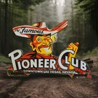 Vintage Pioneer Club Porcelain Sign/Topper Las Vegas NV Casino Gambling Gas Oil