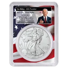 2021 (W) $1 1-oz T1 American Silver Eagle PCGS MS69 FS Biden 46th President
