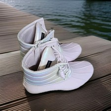 Sperry Womens Top-Side Saltwater Pale Pink White Duck Boots STK167256 Sz 6M