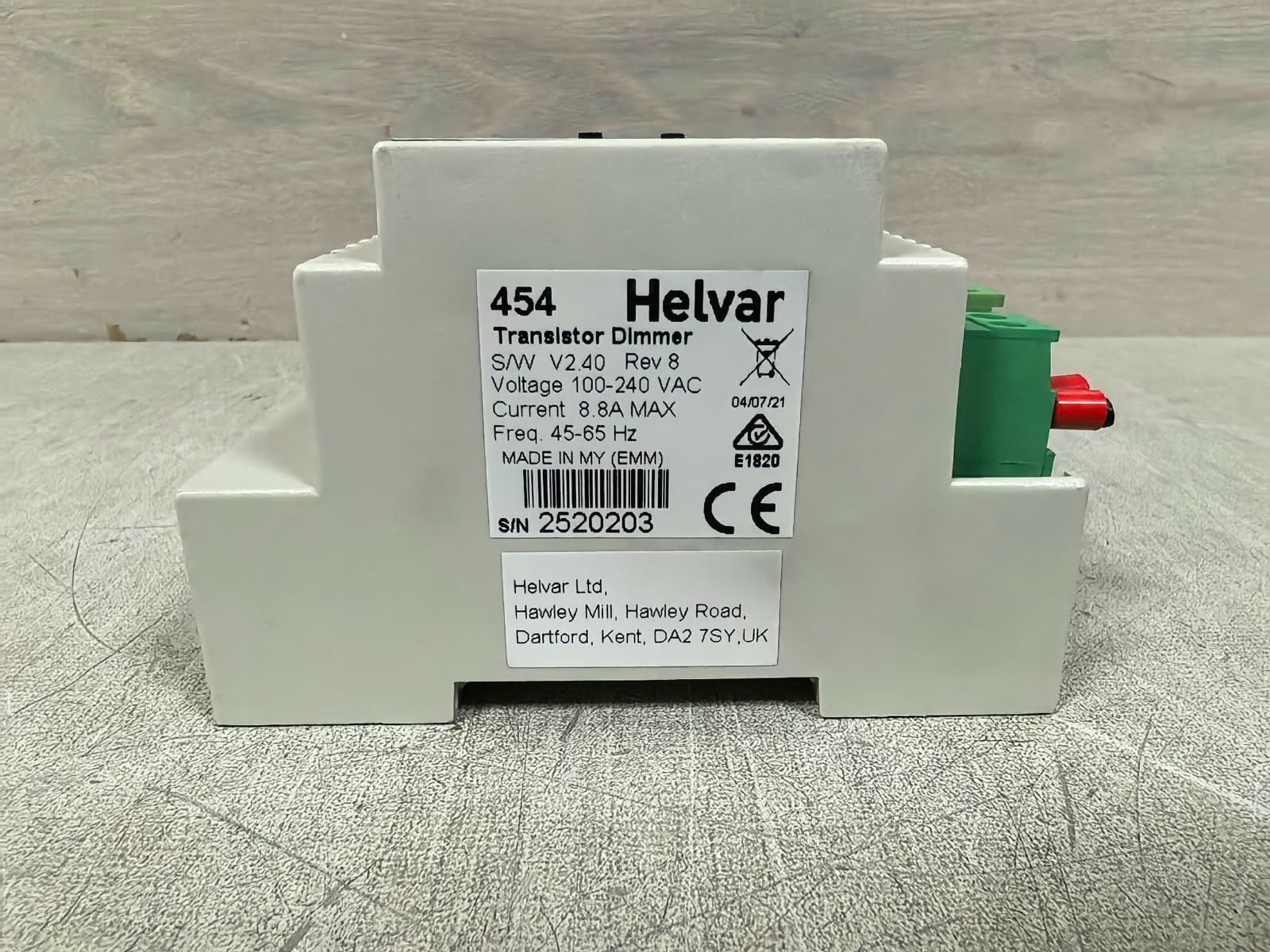 HELVAR 454 REV 8 S/W V2.40 HELVAR 454 TRANSISTOR DIMMER REV 8 S/W V2.40 100-240VAC 9