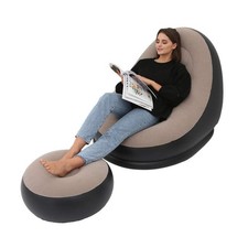 Colchón de aire inflable sofá perezoso cubierta cómodo pierna taburete reposapiés individual B