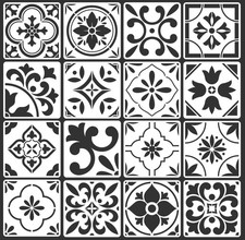 16-Pack Spanish Tile Stencil Set (6X6 Inch) Authentic Patterns for 6 X 6 Inch