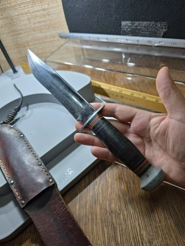 Vintage WWII/ WW2 PAL RH-36 US Military Combat Fighting Knife w/Leather Sheath