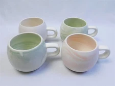 Project 62 Stoneware Pink Green Orange Marbled Swirl Coffee Tea Mugs Set Of 4