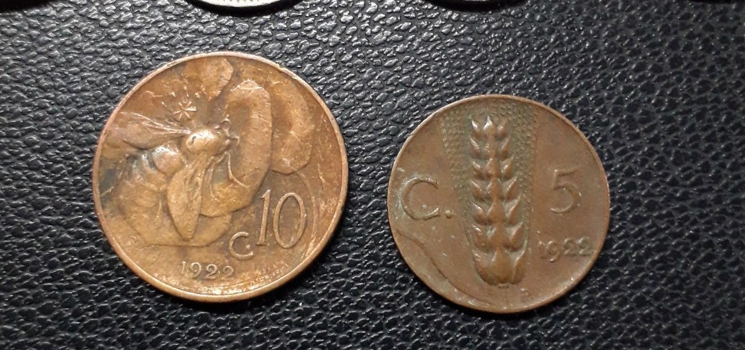 ITALY KINGDOM 0 COINS WITH EMPIRE 1 AND 2 LIRE VOUCHER 2 LIRE AND LIONS 50 CIRCULATED