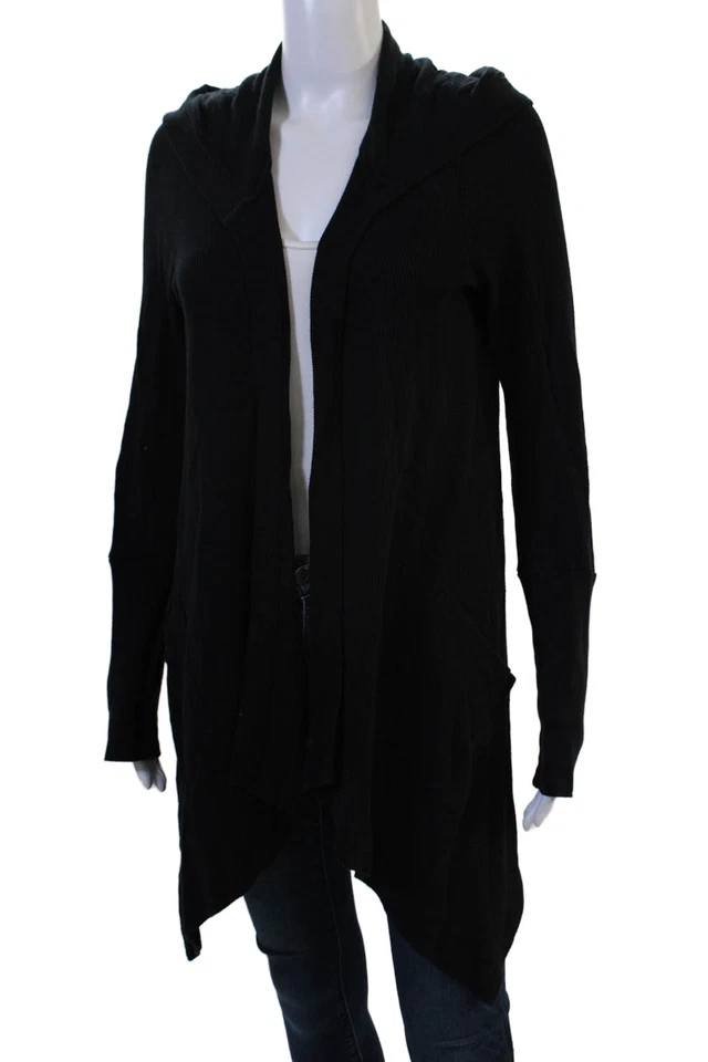 Espléndido Cárdigan Mujer Sudaderas con Capucha Negro Manga Larga Supima Modal Talla L Foto 2 de 4