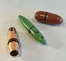 3 pc Sewing Etui Enamel Needle Cases with Broadway Needles and Thread