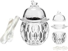 caviar serving set with 2 Pcs Mother of Pearl Spoons,Chilled bowl Glass Caviar D