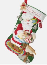 Gingerbread Santa 89312E Bucilla Felt Christmas Stocking Kit Personalize
