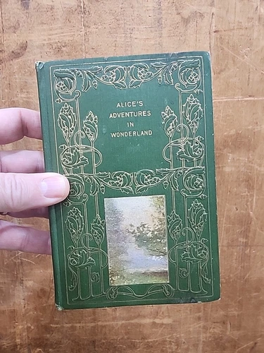 Antique Early 1900 ALICE'S ADVENTURES In WONDERLAND Illustrated Victorian GREEN