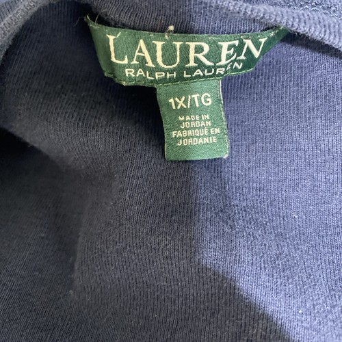 Ralph Lauren Damen 1X dunkelblau Top Reißverschluss braun Ellenbogen Patch Reitshirt - Bild 7 von 8